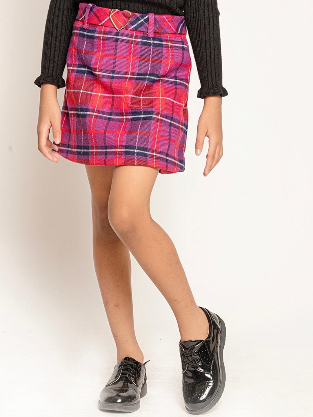 

One Friday Girls Checked A-Line Mini Skirt, Purple