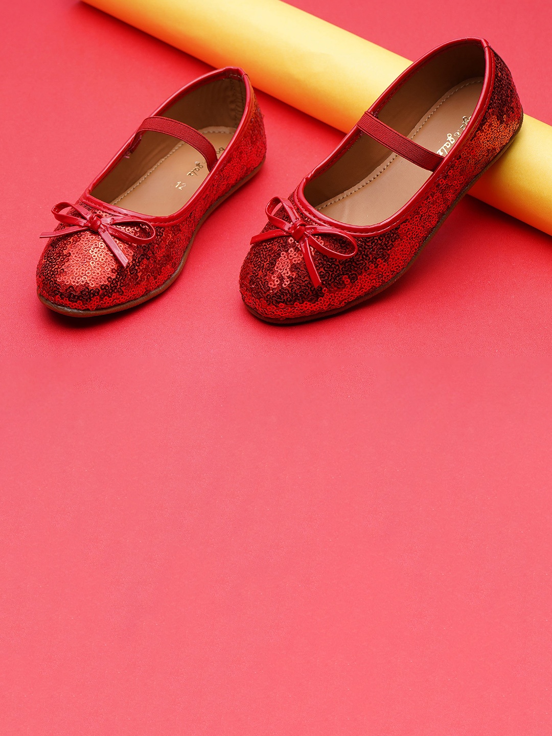 

BOYZ N GALZ Girls Sequin & Bow Embellished Ballerinas, Red