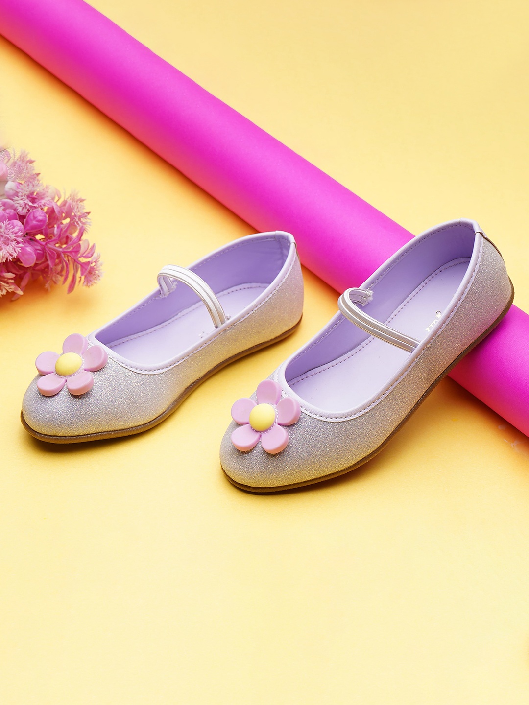 

BOYZ N GALZ Girls Floral Embellished Party Ballerinas, Lavender