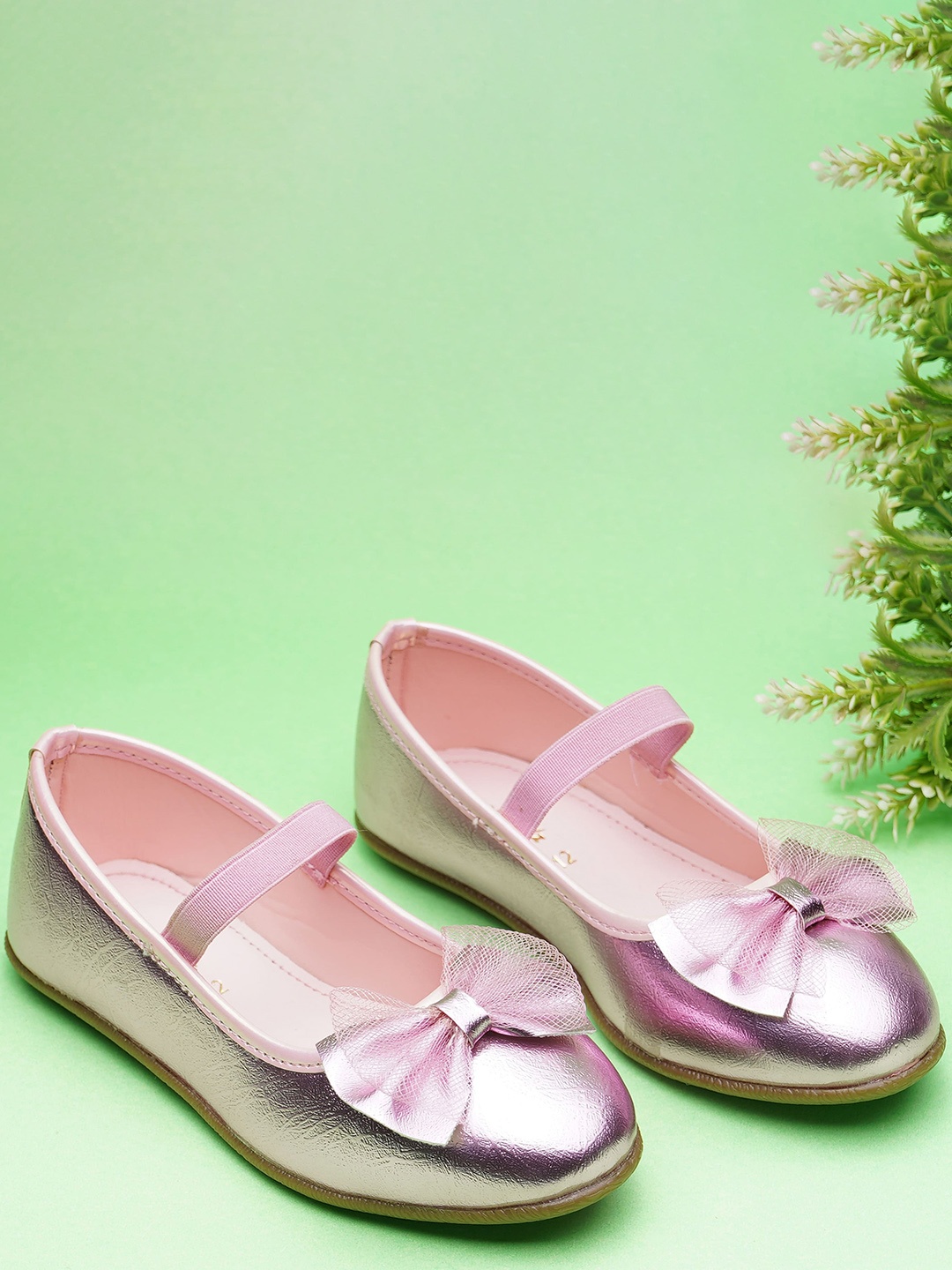 

BOYZ N GALZ Girls Party Ballerinas With Bows, Pink