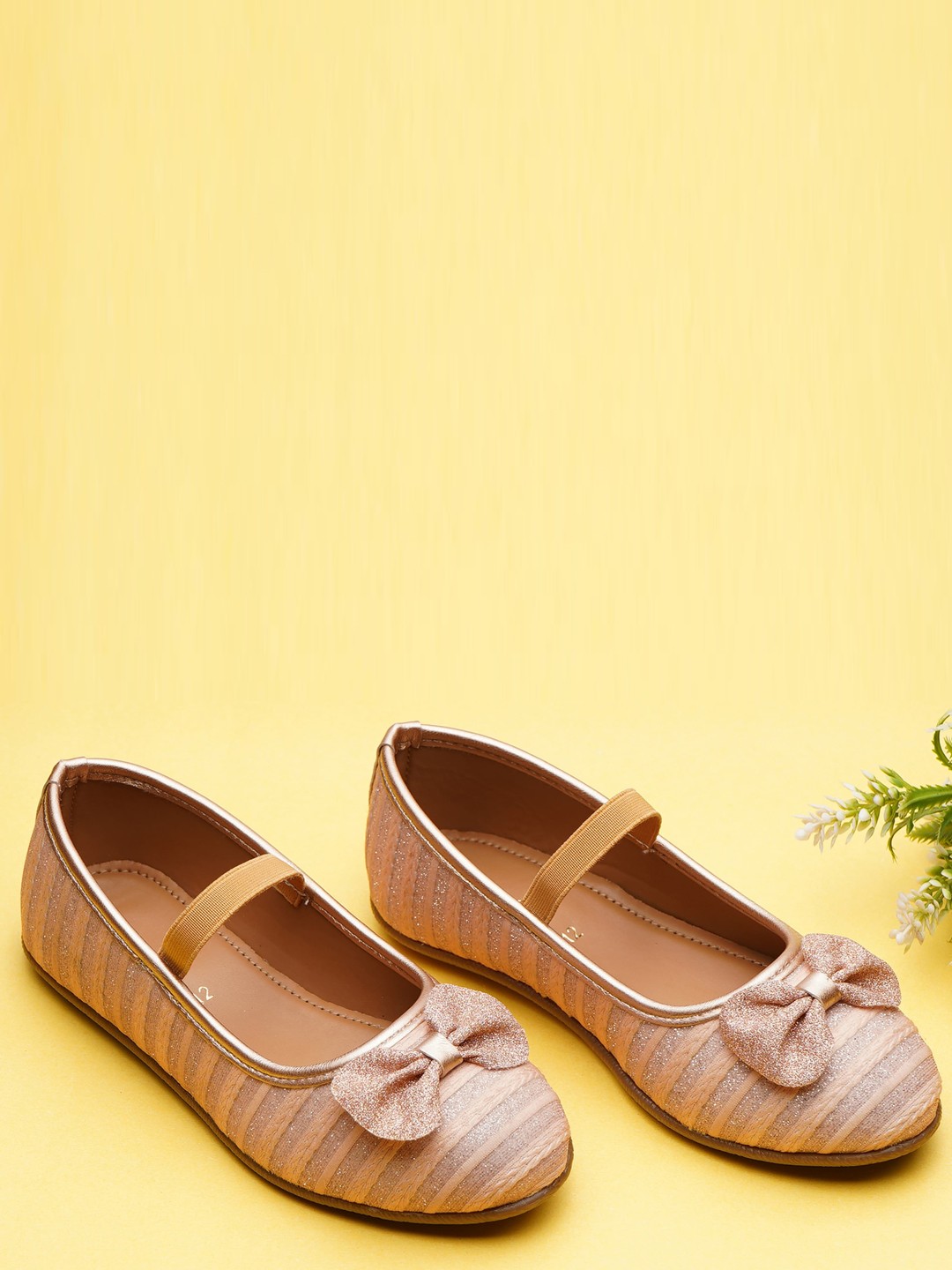 

BOYZ N GALZ Girls Bow Embellished Ballerinas, Rose gold