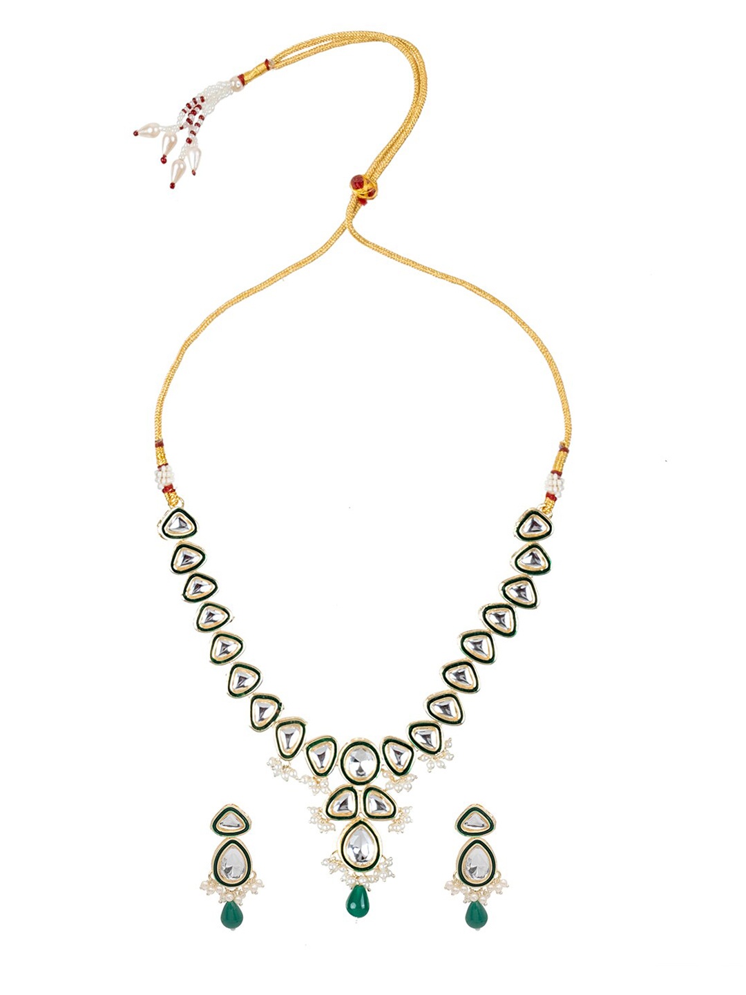 

Shining Jewel - By Shivansh Gold-Plated Kundan & Pearls Necklace Set