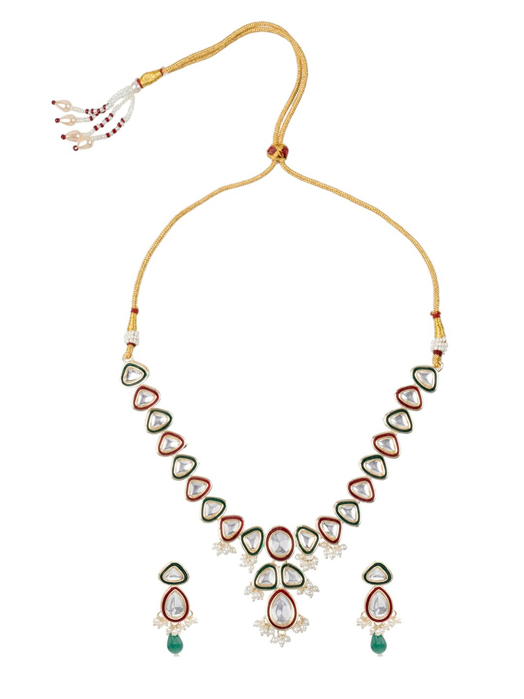 

Shining Jewel - By Shivansh Gold-Plated Kundan-Studded Necklace And Earrings