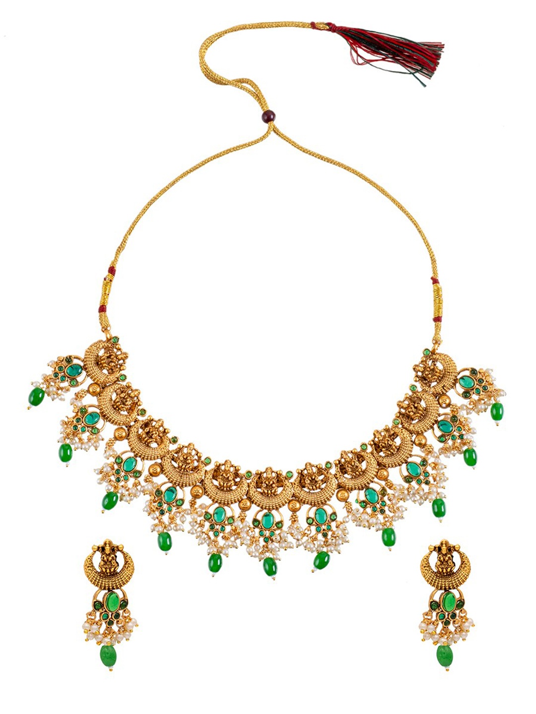 

Shining Jewel - By Shivansh Gold-Plated Temple Necklace Set