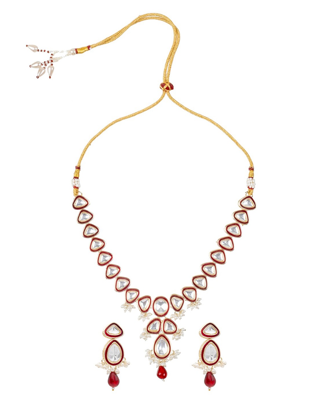 

Shining Jewel - By Shivansh Gold-Plated Kundan & Pearls Necklace Set