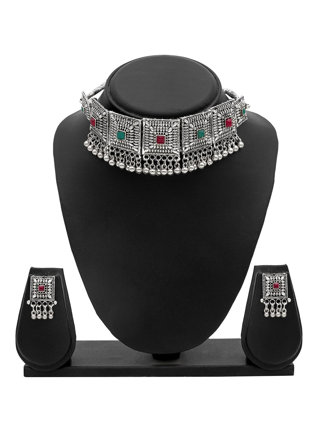 

Shining Jewel - By Shivansh Silver-Plated CZ-Studded Jewellery Set