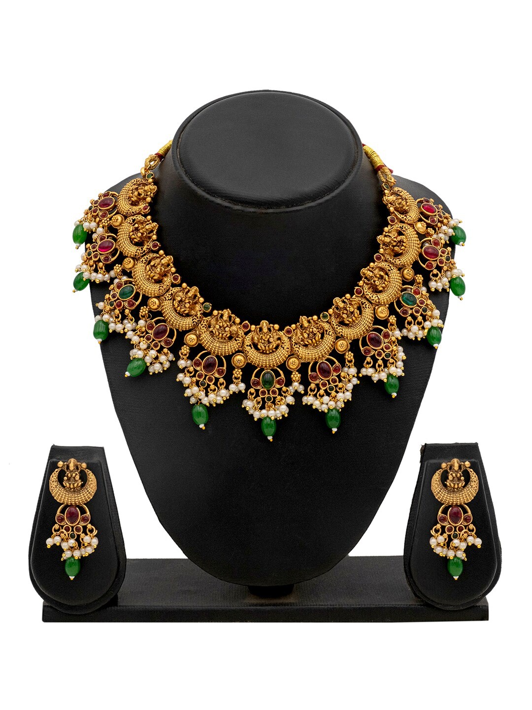 

Shining Jewel - By Shivansh Gold-Plated Temple Necklace Set