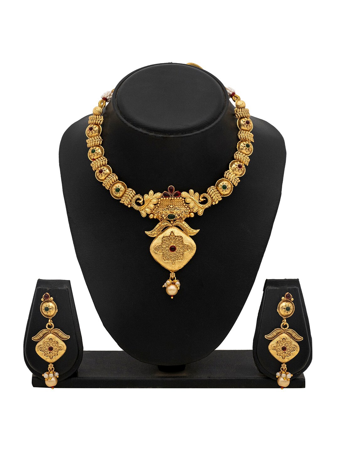 

Shining Jewel - By Shivansh Gold-Plated CZ-Studded Jewellery Set