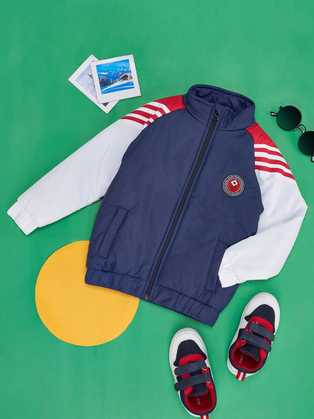 

YU by Pantaloons Boys Colourblocked Bomber Raglan Sleeves Jacket, Multi