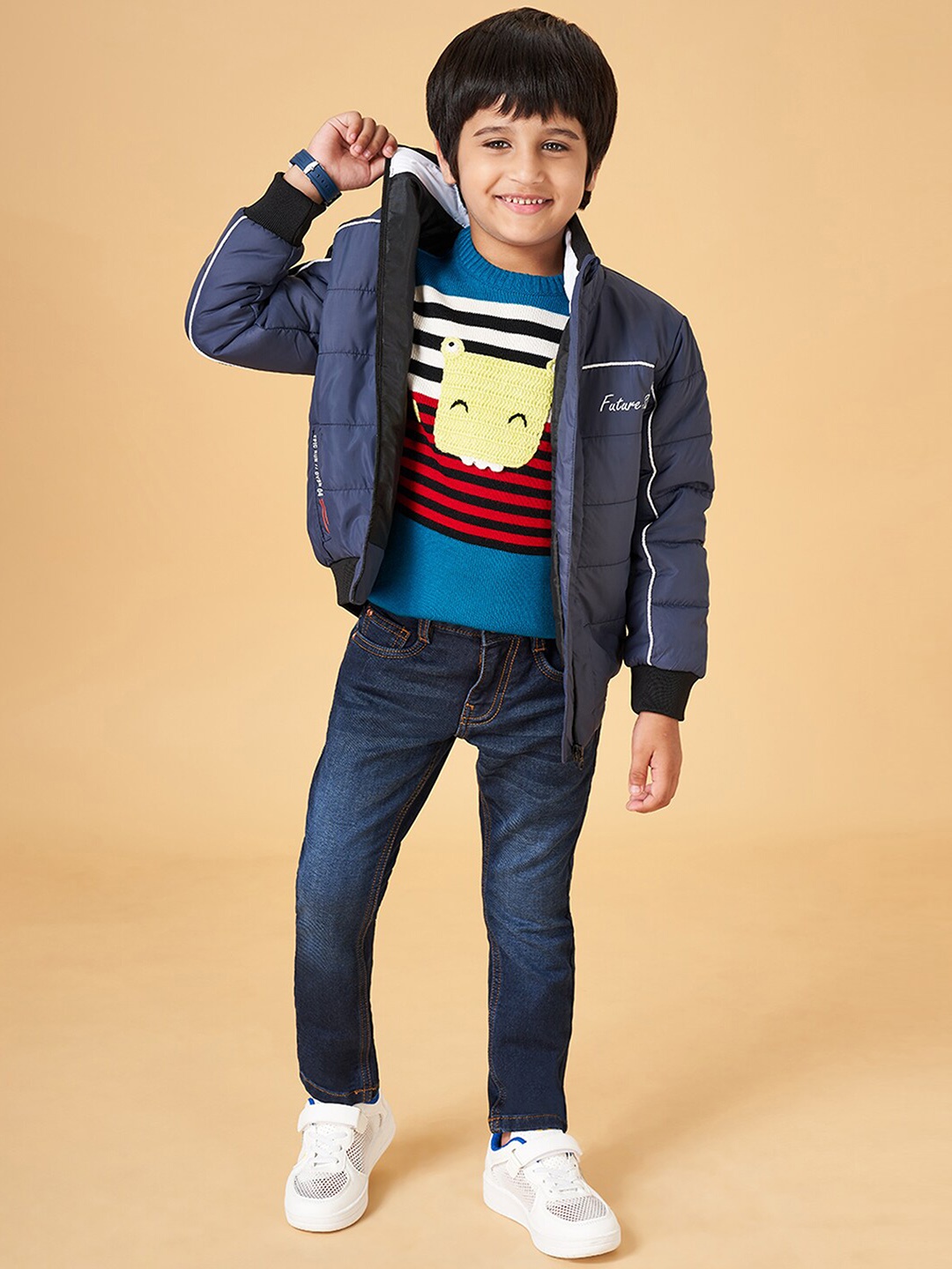 

YU by Pantaloons Boys Mock Collar Padded Jacket, Navy blue