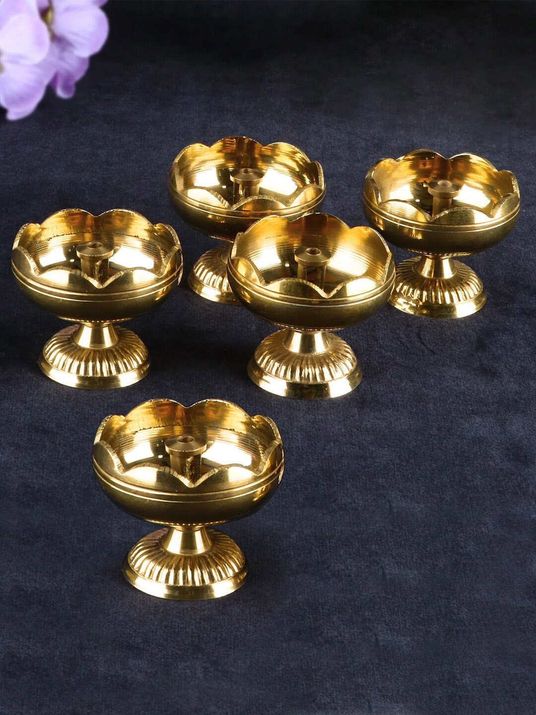 

TIED RIBBONS Gold Toned 5 Pieces Akhand Brass Diyas