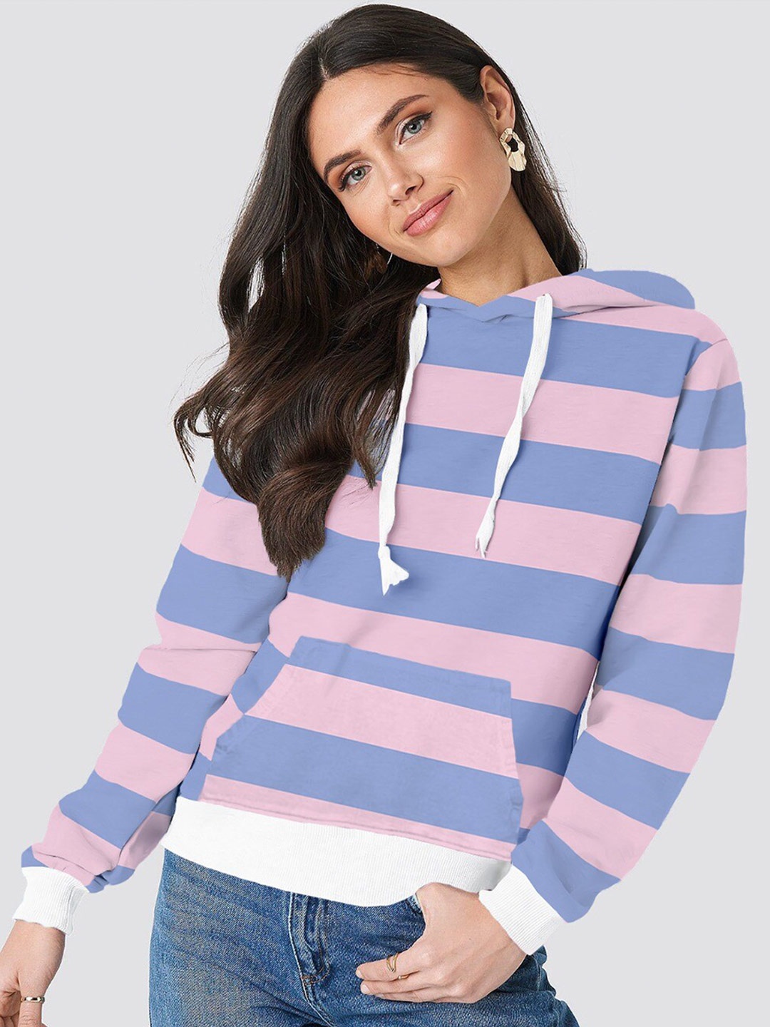 

The Dry State Striped Hooded Fleece Pullover, Peach