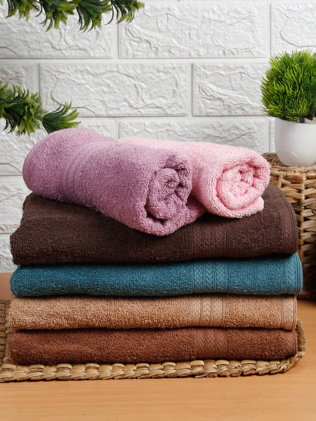 

Naksh Pink & Rust 6-Pieces Super Absorbent 450GSM Cotton Hand Towels
