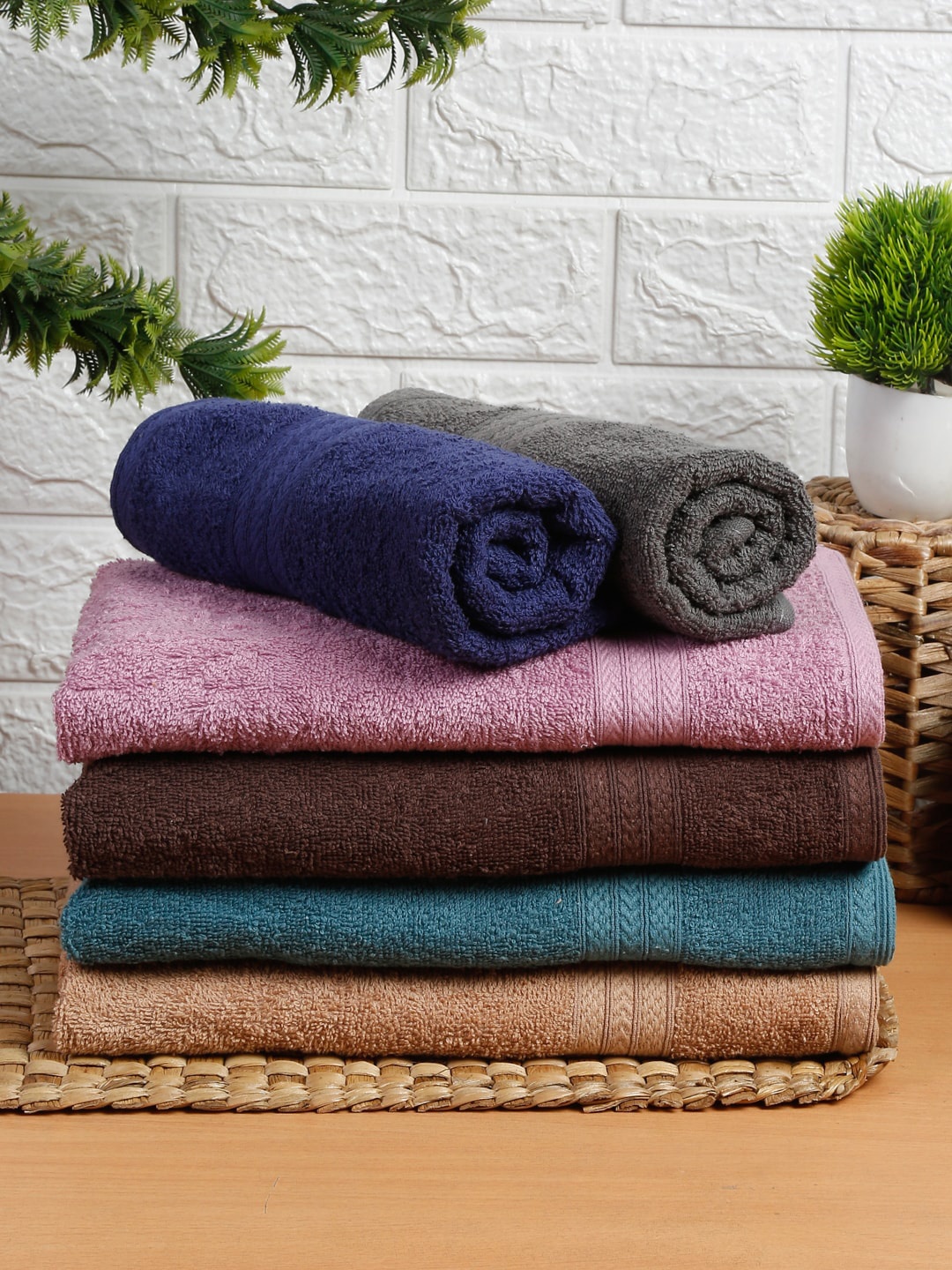 

Naksh Pink & Blue 6 Pieces Cotton Anti-Bacterial 450 GSM Super Absorbent Hand Towels