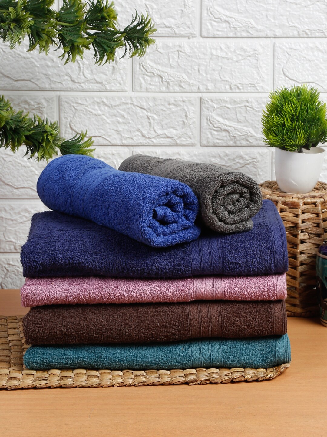 

Naksh Grey & Blue 6 Pieces Cotton 450 GSM Super Absorbent Hand Towels