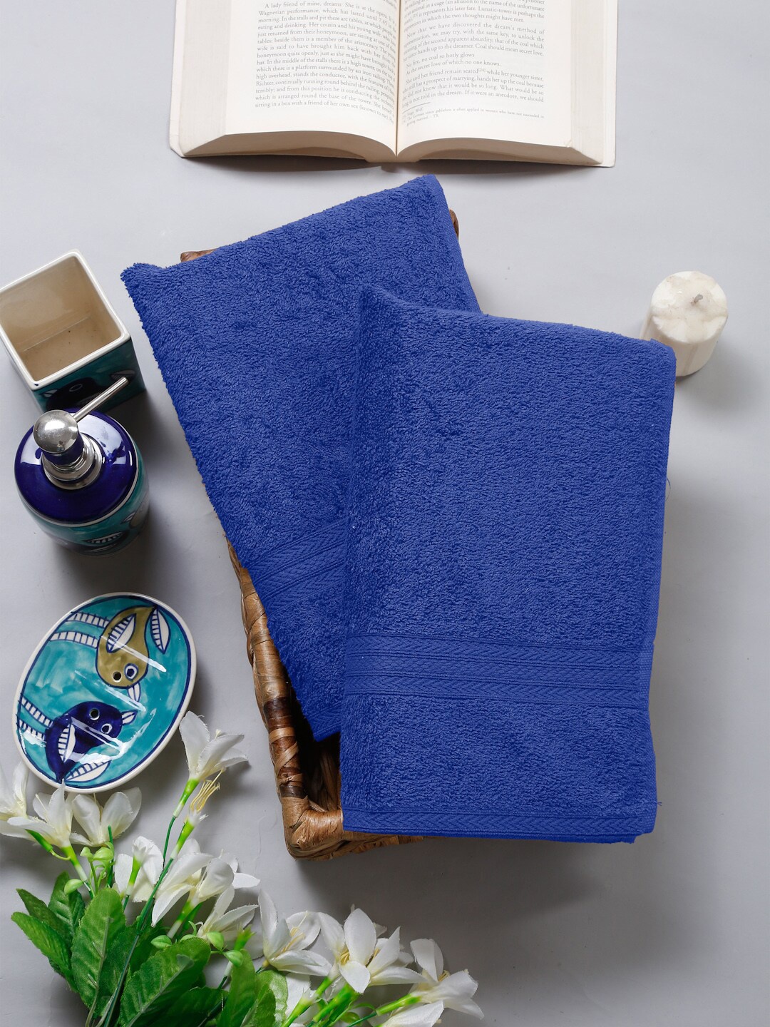 

Naksh Blue 2 Pieces Cotton 450 GSM Super Absorbent Hand Towels