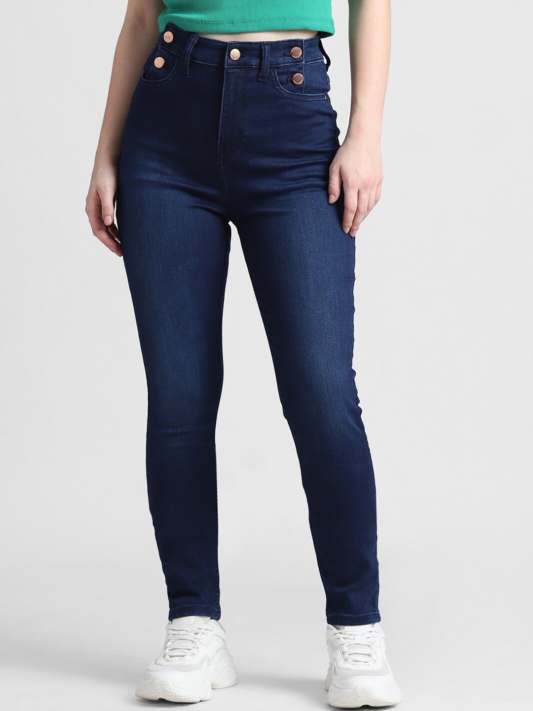 

ONLY Women Slim Fit High-Rise Light Fade Stretchable Cotton Jeans, Blue