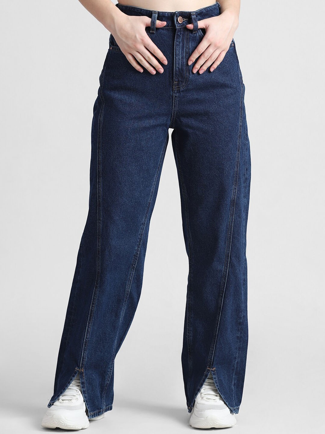 

ONLY Women Wide Leg High-Rise Cotton Jeans, Blue
