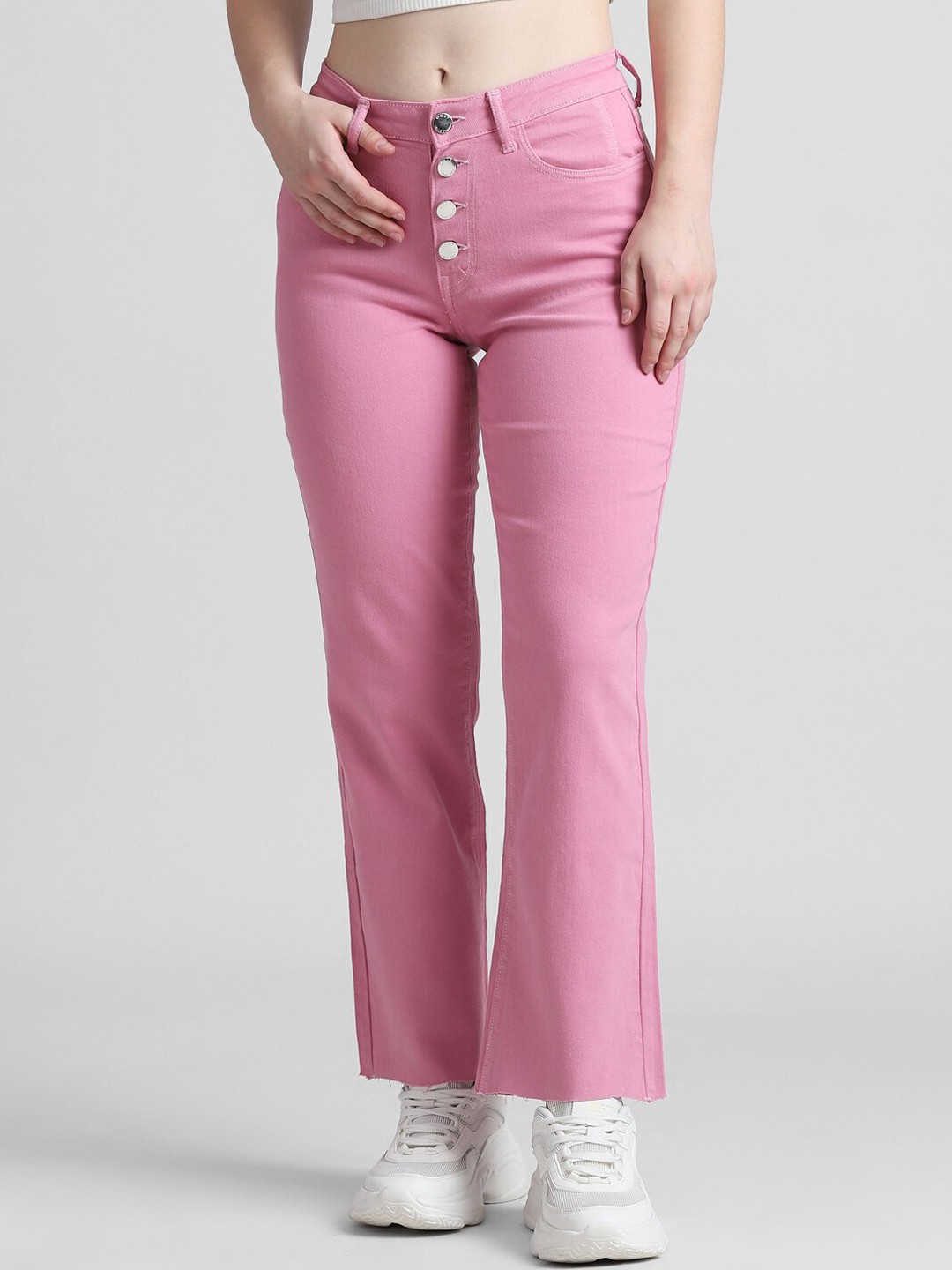 

ONLY Women Straight Fit Cotton Jeans, Pink