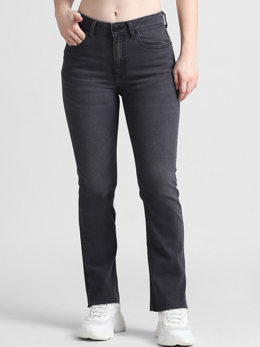 

ONLY Women Flared Stretchable Cotton Jeans, Black