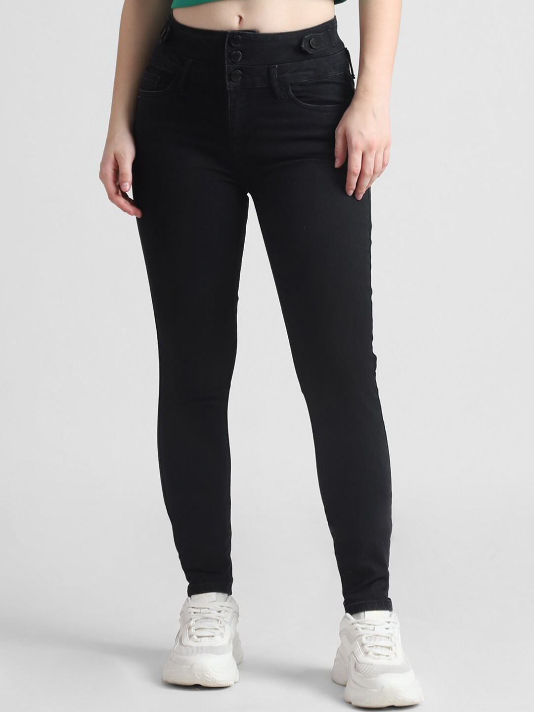 

ONLY Women Clean Look Slim Fit Stretchable Jeans, Black