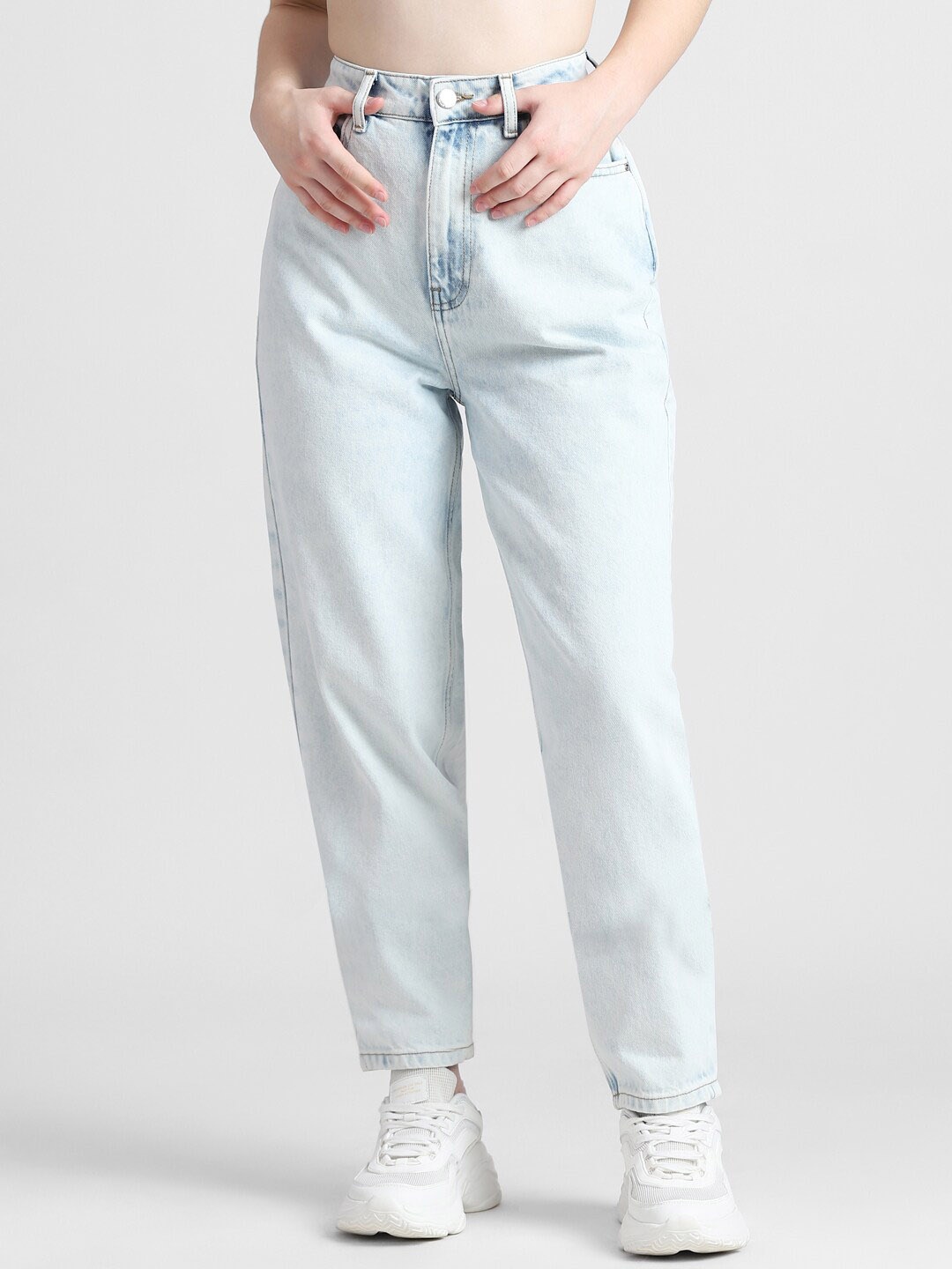 

ONLY Women High-Rise Heavy Fade Cotton Jeans, Blue