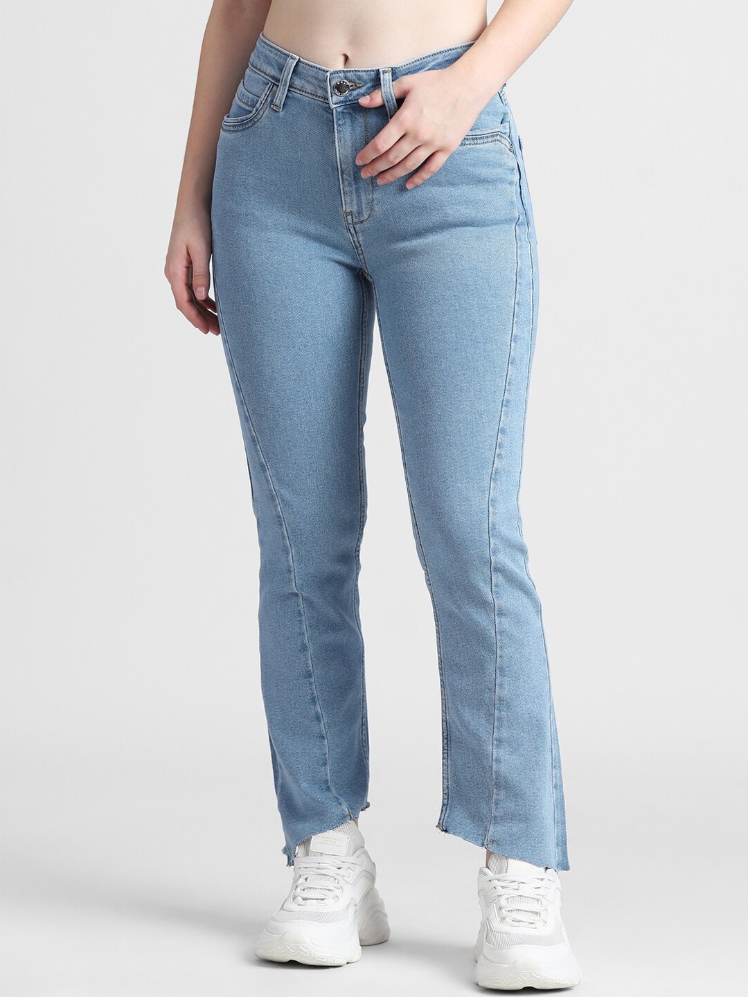 

ONLY Women Flared Heavy Fade Stretchable Cotton Jeans, Blue