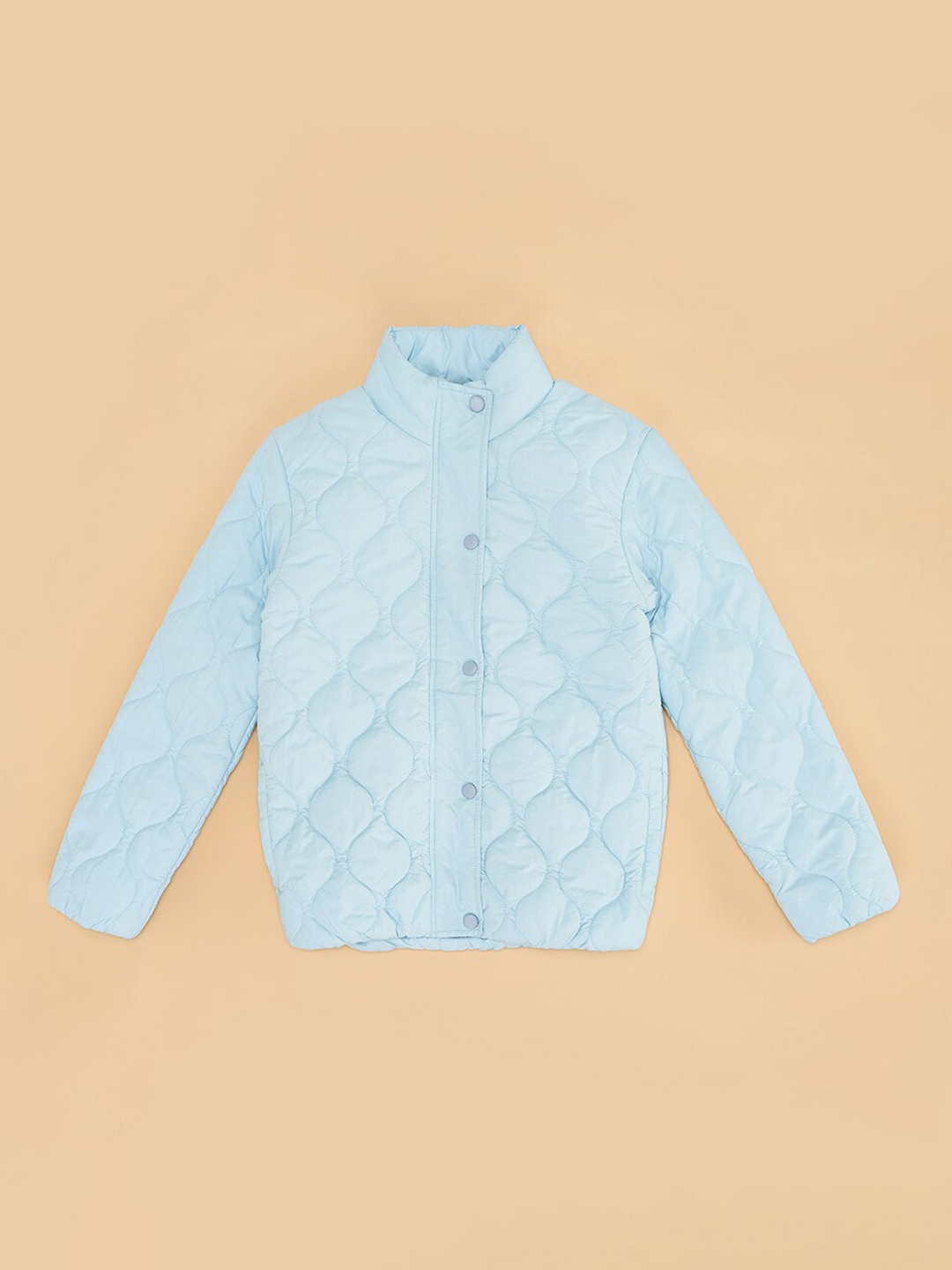 

YU by Pantaloons Girls Mock Collar Quilted Jacket, Blue