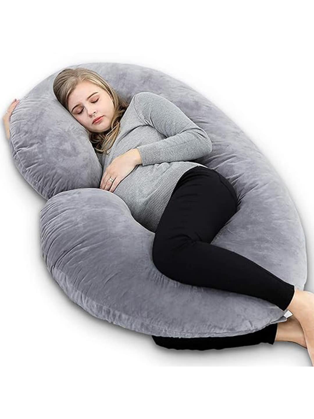 

Kuber Industries Grey Self-Design Cotton Pregnancy Pillow