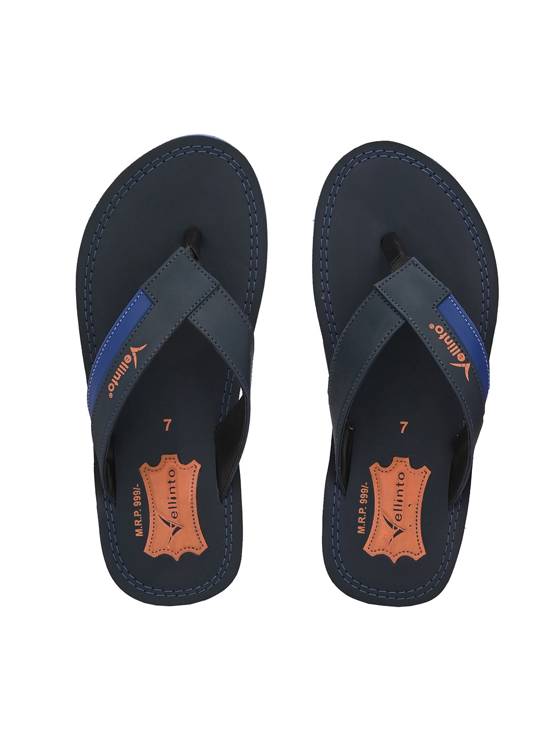 

Vellinto Men Summertide Printed Thong Flip-Flops, Navy blue