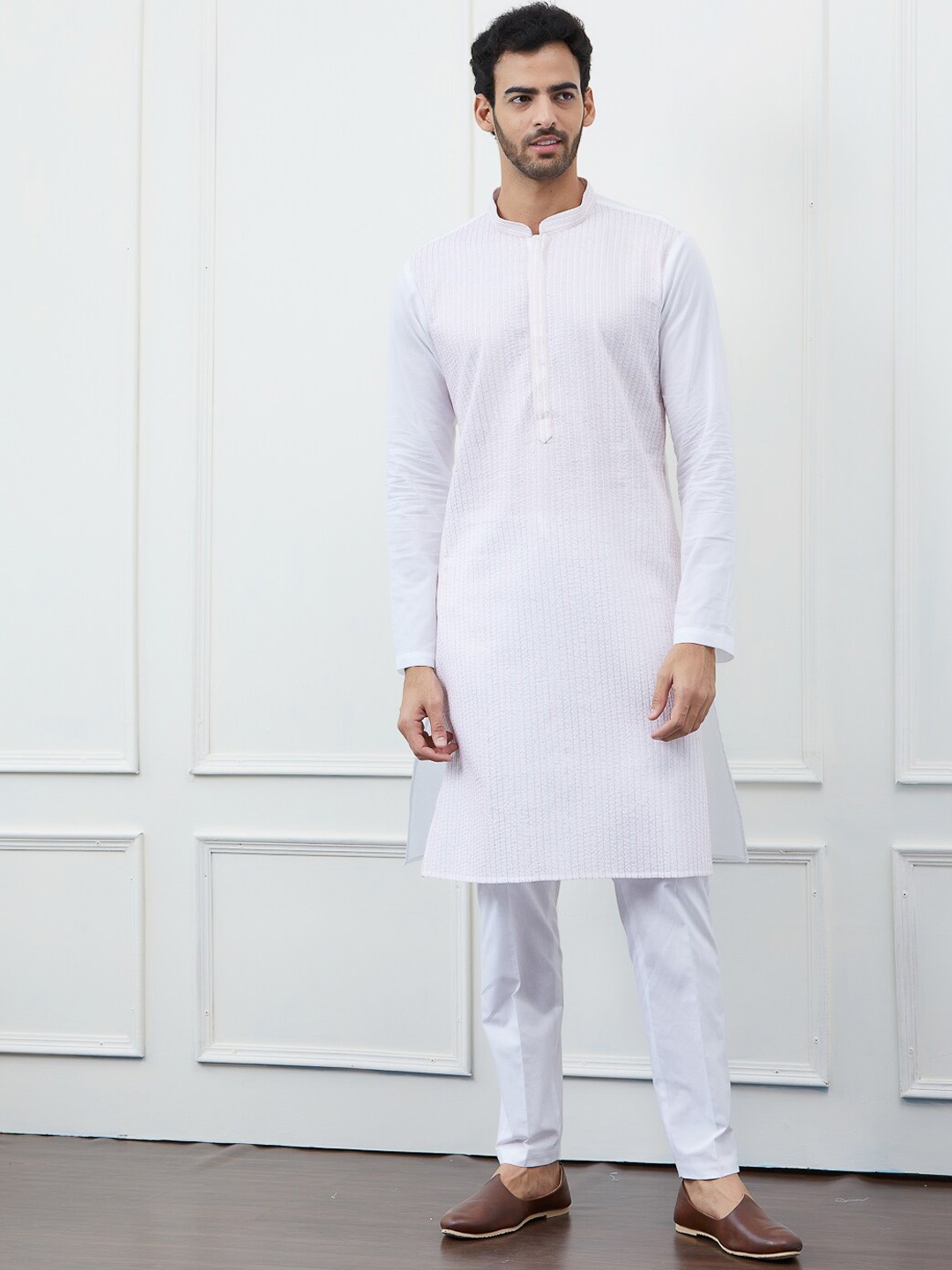 

See Designs Thread Work Pure Cotton Kurta with Pyjamas, White