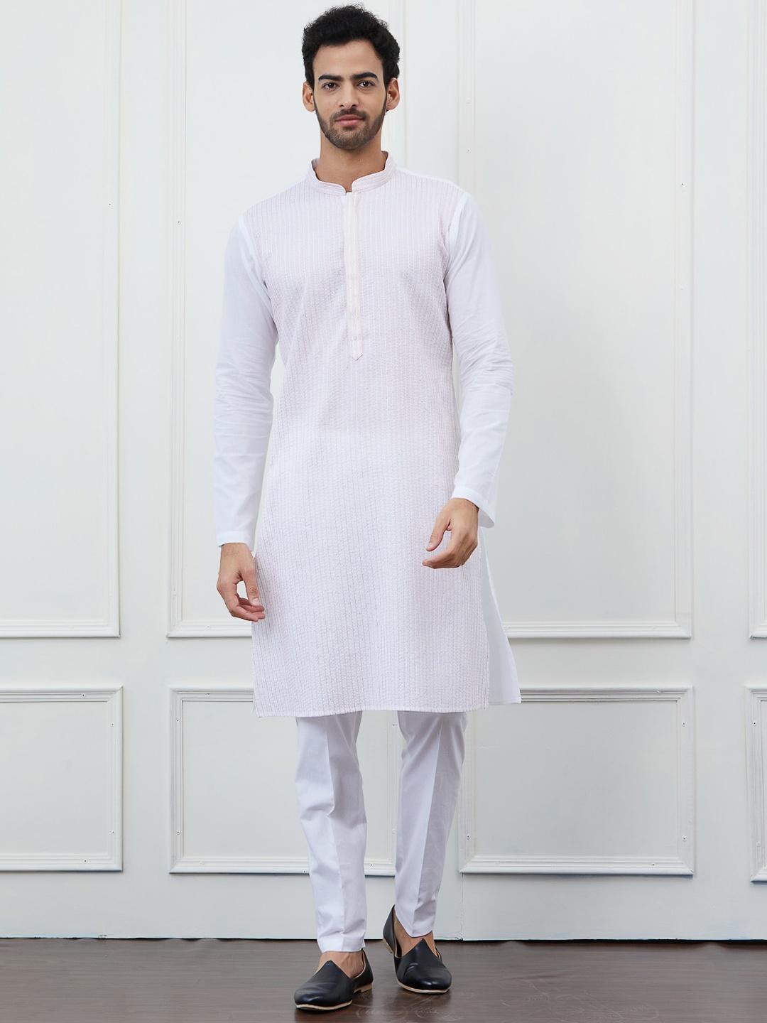 

See Designs Regular Thread Work Pure Cotton Kurta with Pyjamas, White