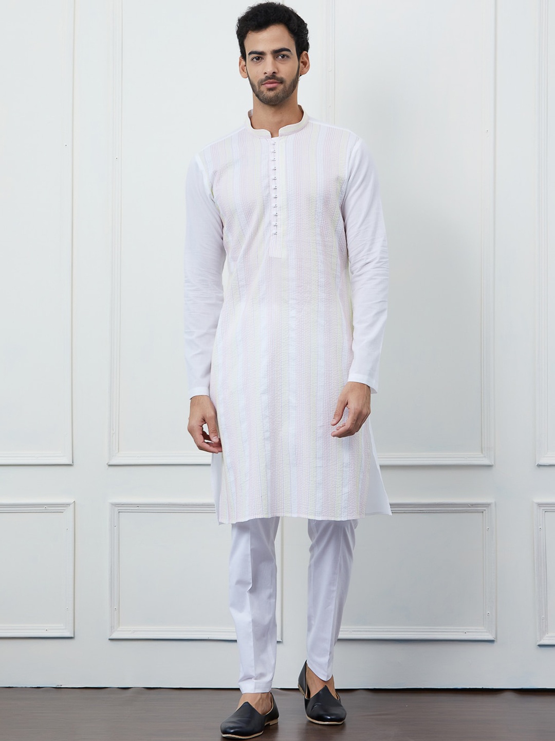 

See Designs Thread Work Pure Cotton Kurta with Pyjamas, White