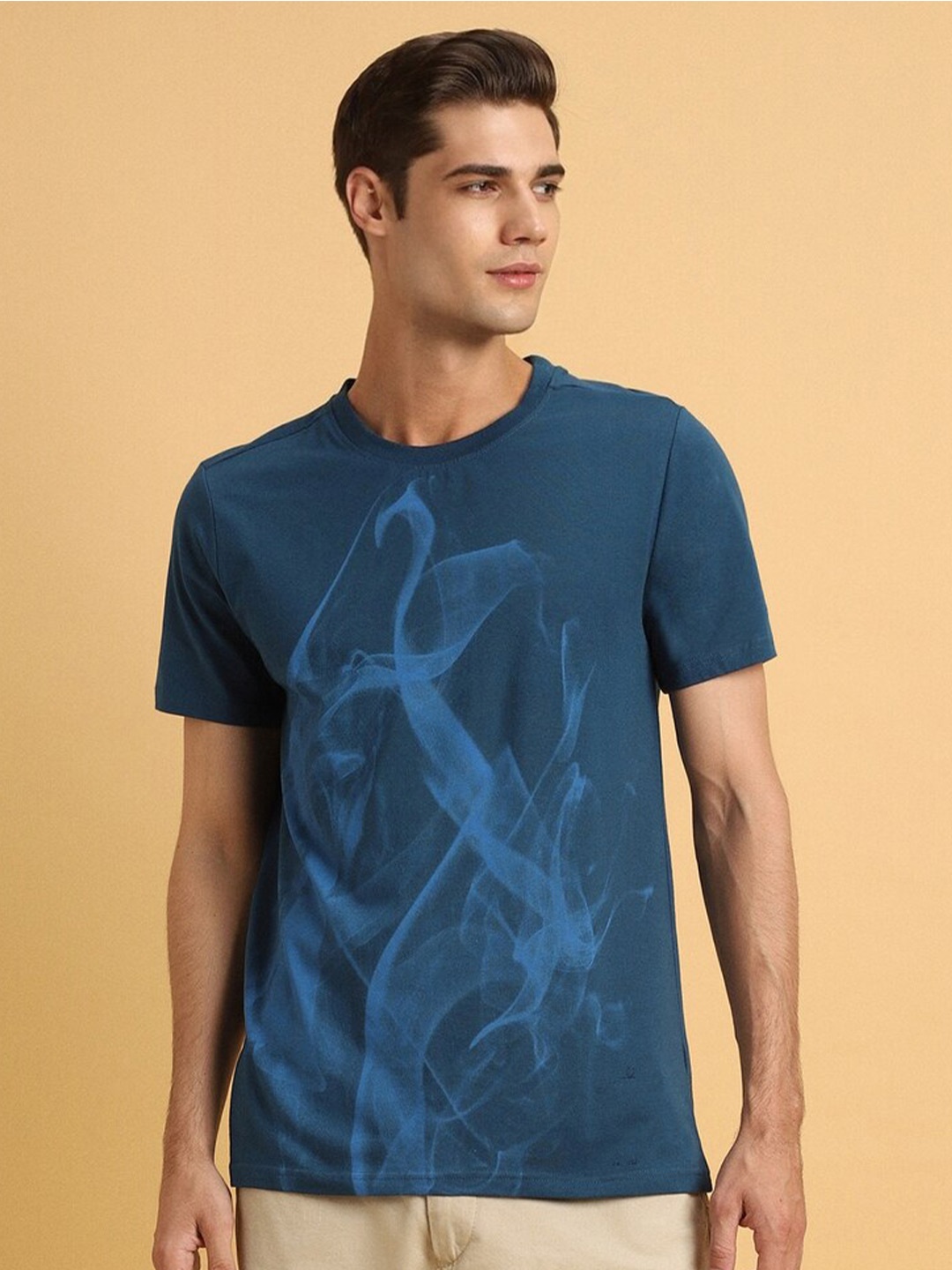 

FOREVER 21 Printed Round Neck T-shirt, Blue