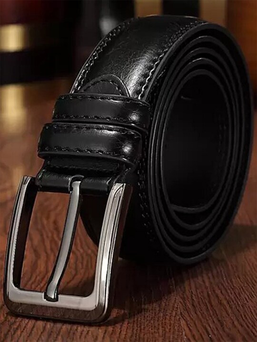 

Roadster Men Black Synthetic Leather Textured Formal Belt
