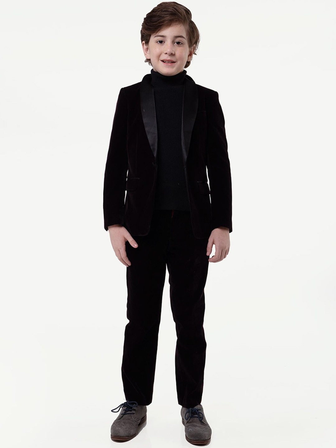 

One Friday Boys Single-Breasted Two-Piece Formal Suit, Burgundy