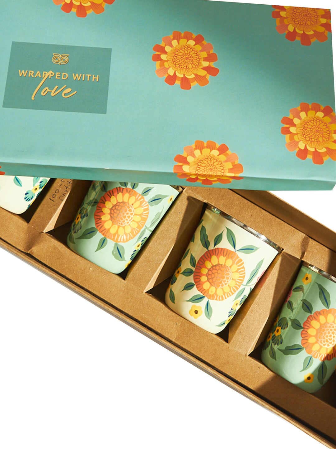 

Chumbak Marigold 4 Pcs Yellow & Green Printed Stainless Steel Tumblers Gift Box
