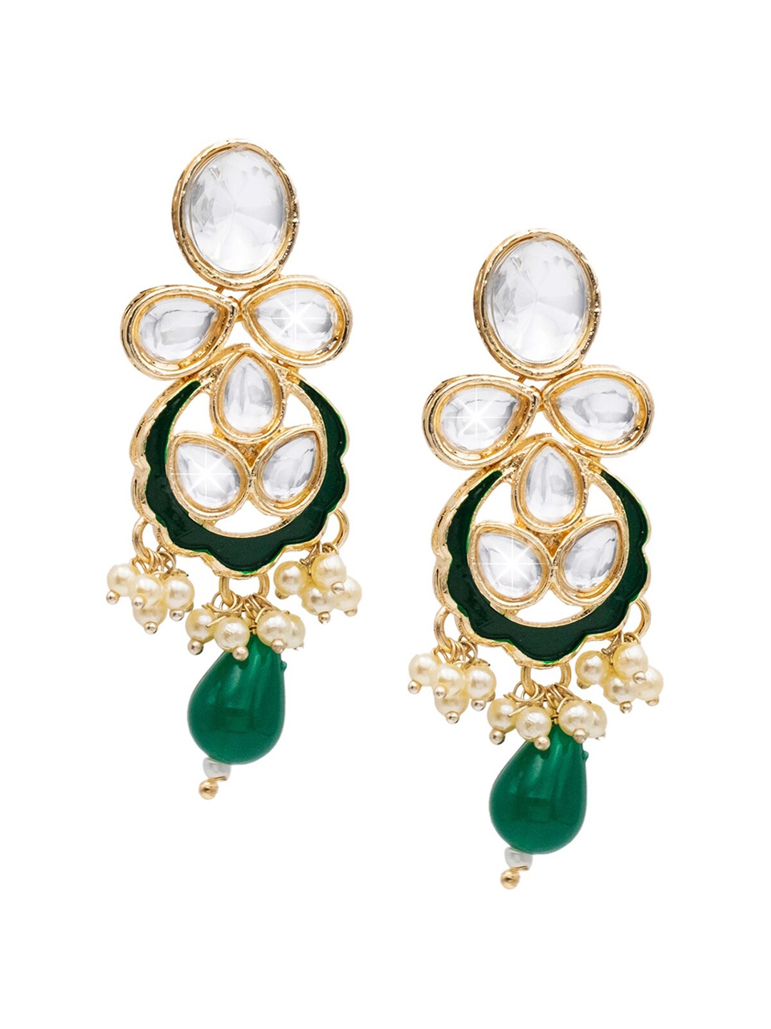 

Shining Jewel - By Shivansh Gold-Plated Contemporary Drop Earrings