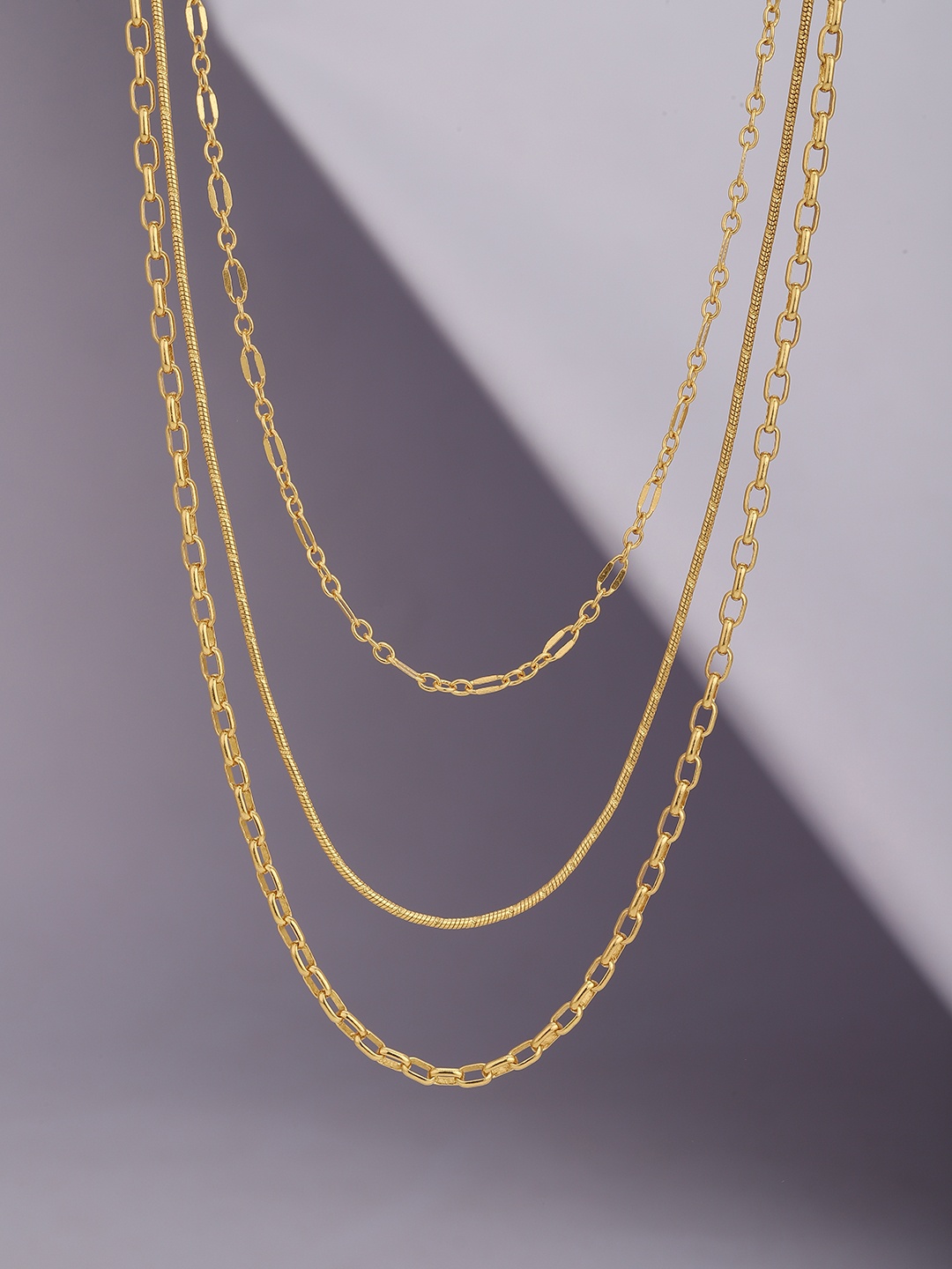 

Carlton London Brass Gold-Plated Triple Chain Necklace