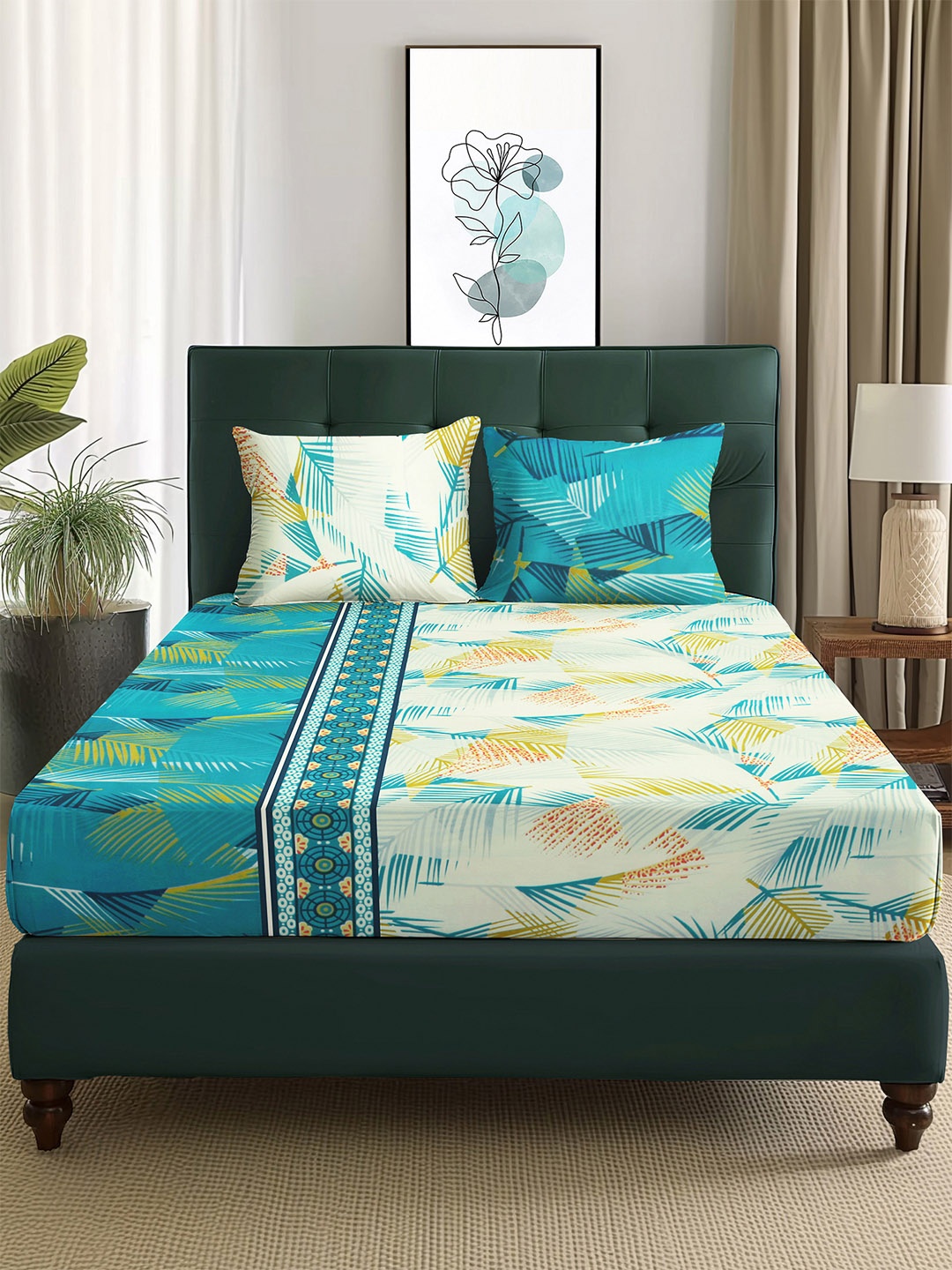 

Story@home Blue & White Floral Microfiber 180 TC Queen Bedsheet With 2 Pillow Covers