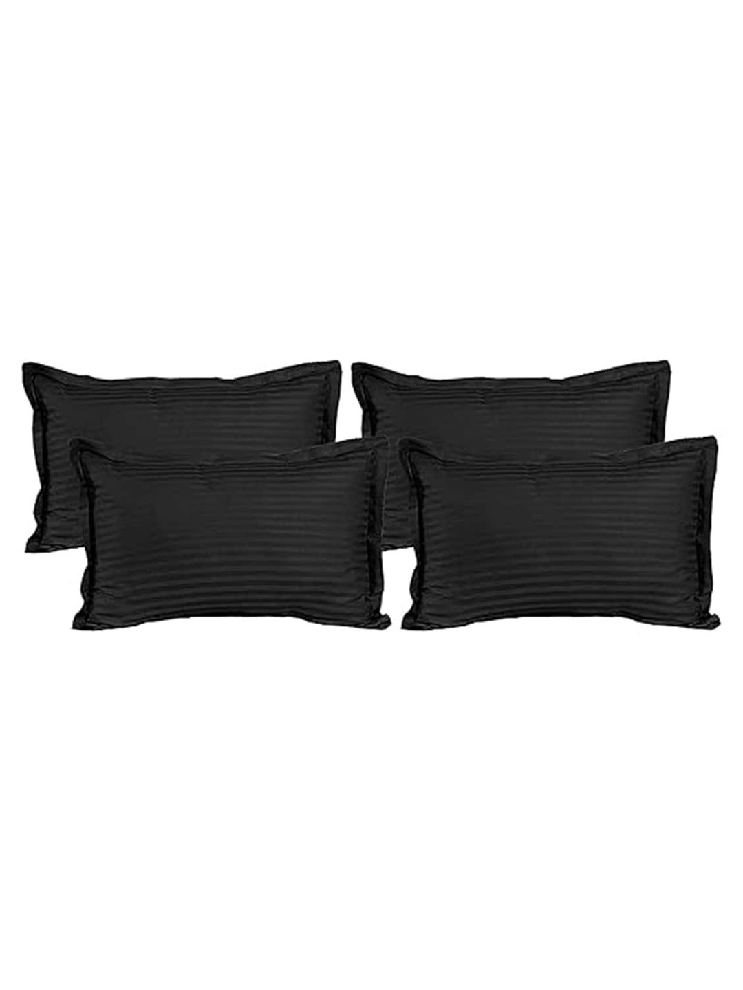 

Kuber Industries Black 4 Pieces Striped Cotton Pillow Covers
