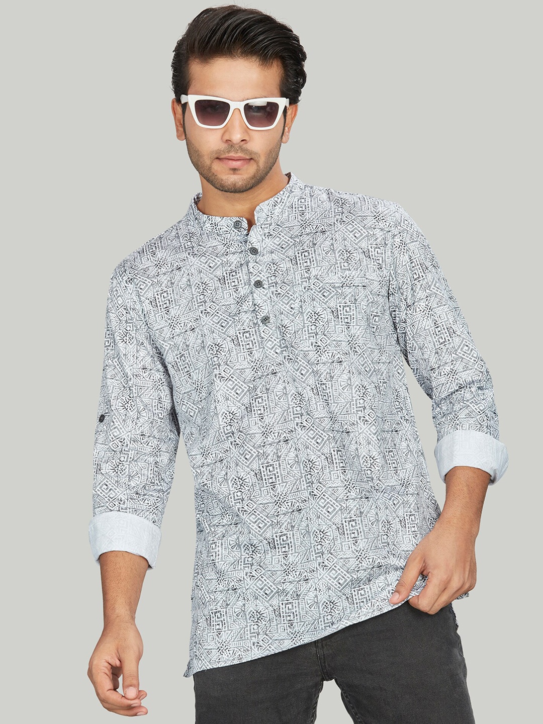 

Authentics Ethnic Motifs Printed Straight Pure Cotton Kurta, White