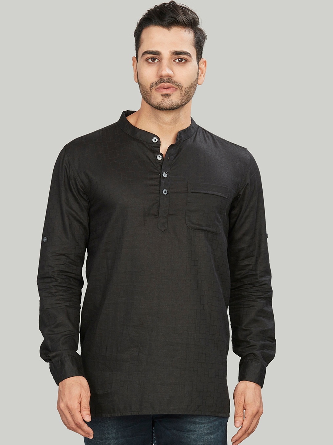 

Authentics Straight Cotton Kurta, Black