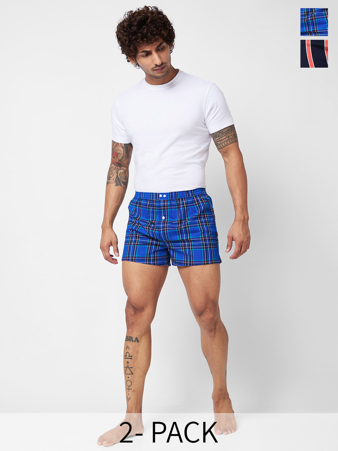 

VASTRADO Pack Of 2 Printed Pure Cotton Boxers, Blue