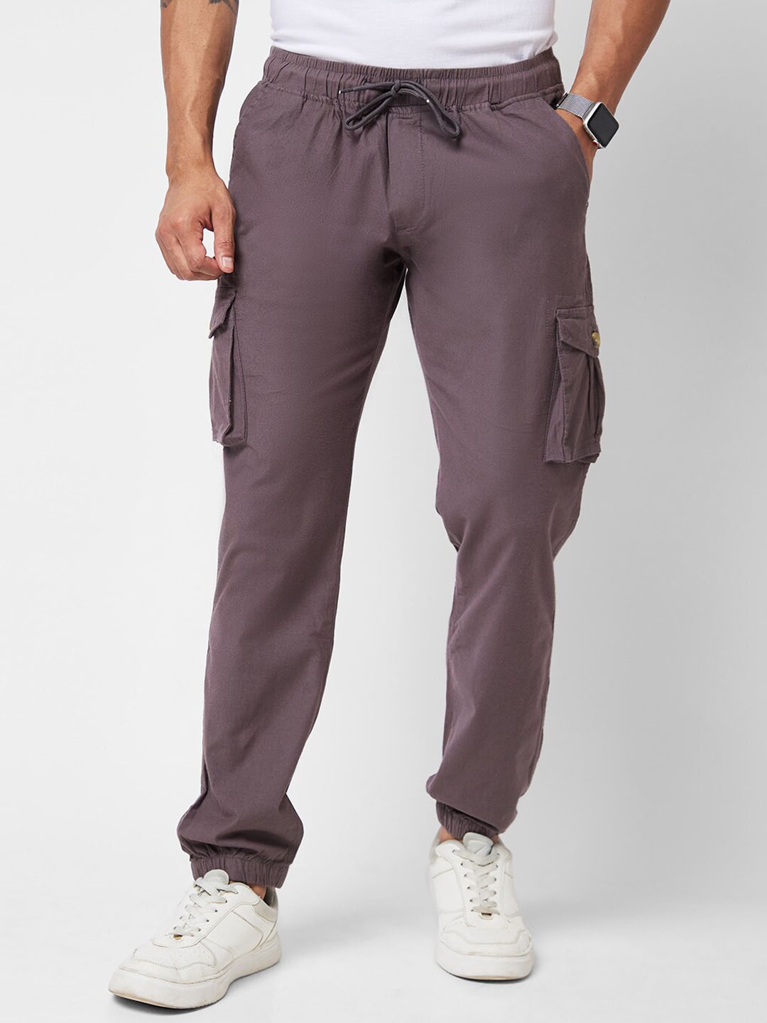

VASTRADO Men Cotton Joggers Trousers, Grey