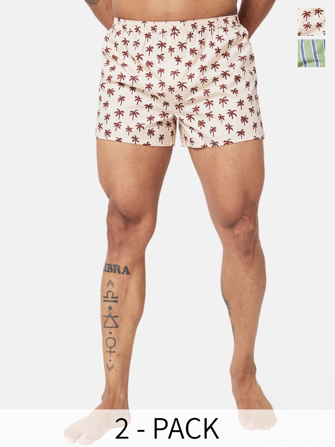 

VASTRADO Pack Of 2 Printed All Day Comfort Pure Cotton Boxers MB3457A, Green