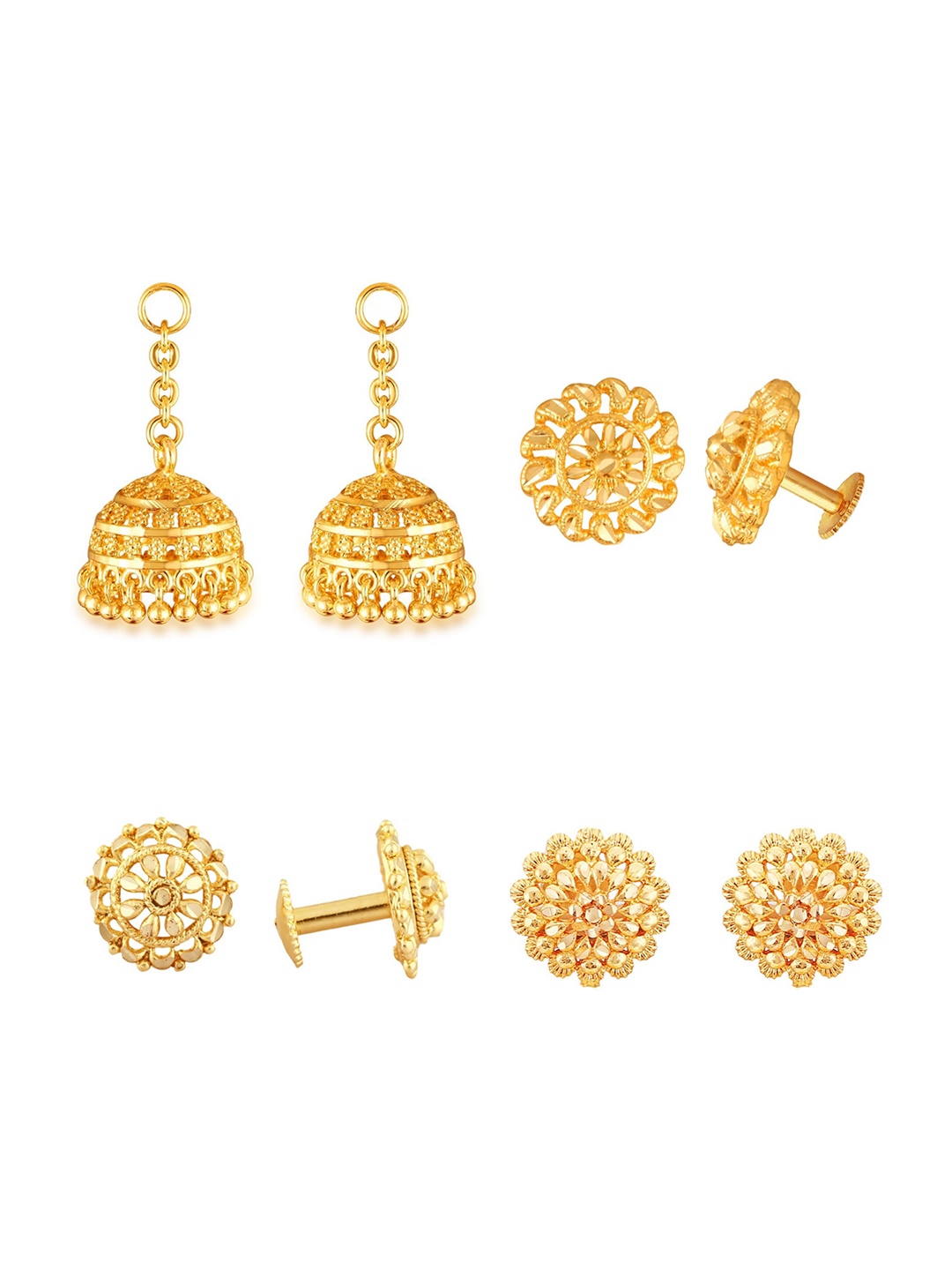 

Vighnaharta Set Of 4 Gold-Plated Floral Studs