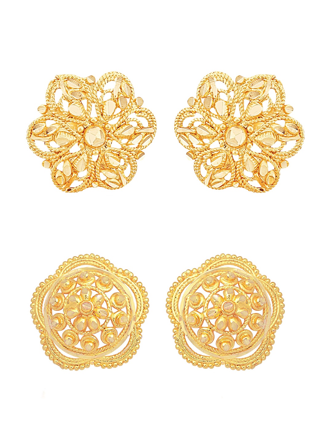 Vighnaharta Set Of 2 Gold-Plated Floral Studs