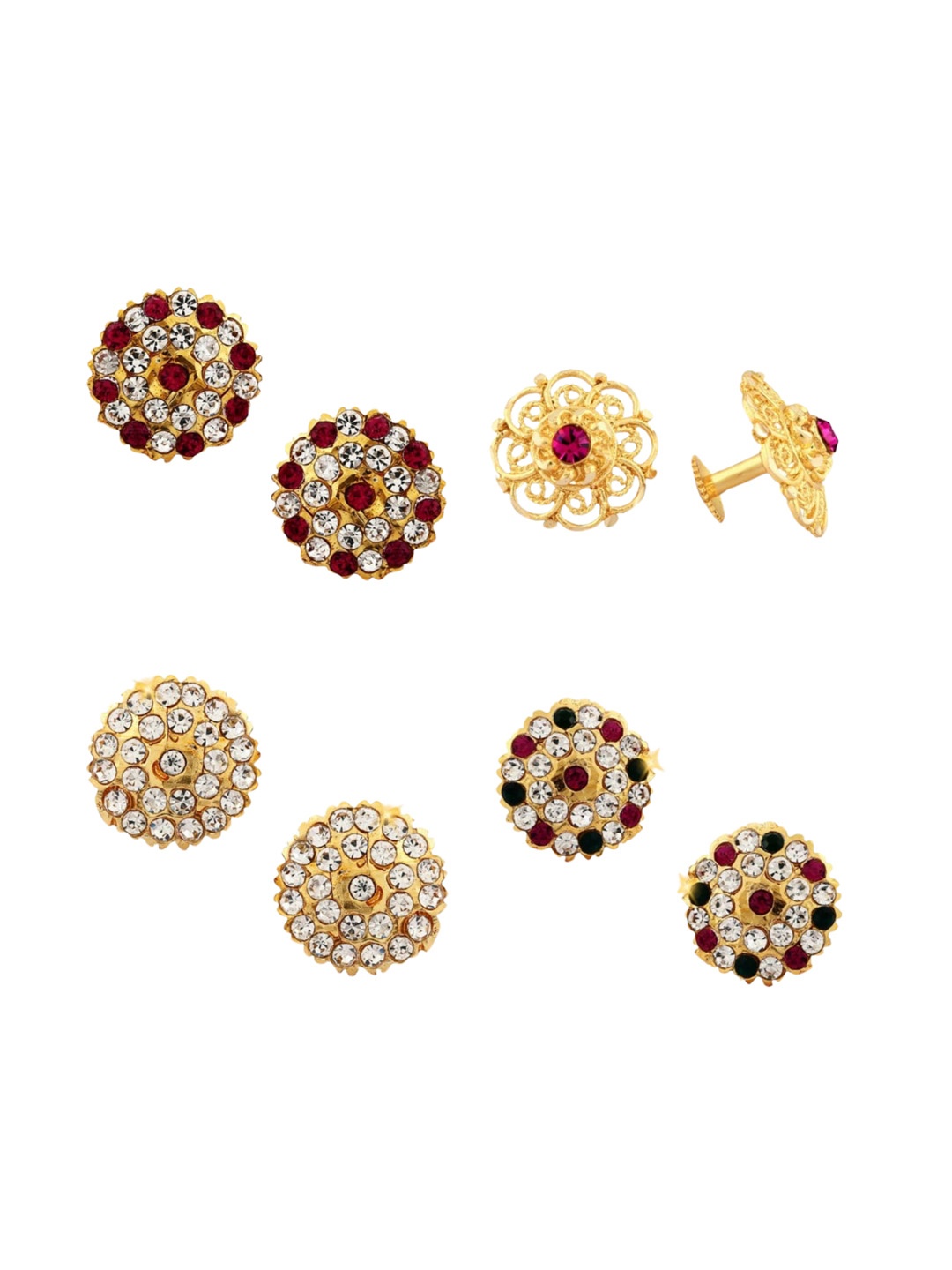 

Vighnaharta Set Of 4 Gold-Plated Floral Studs Earrings