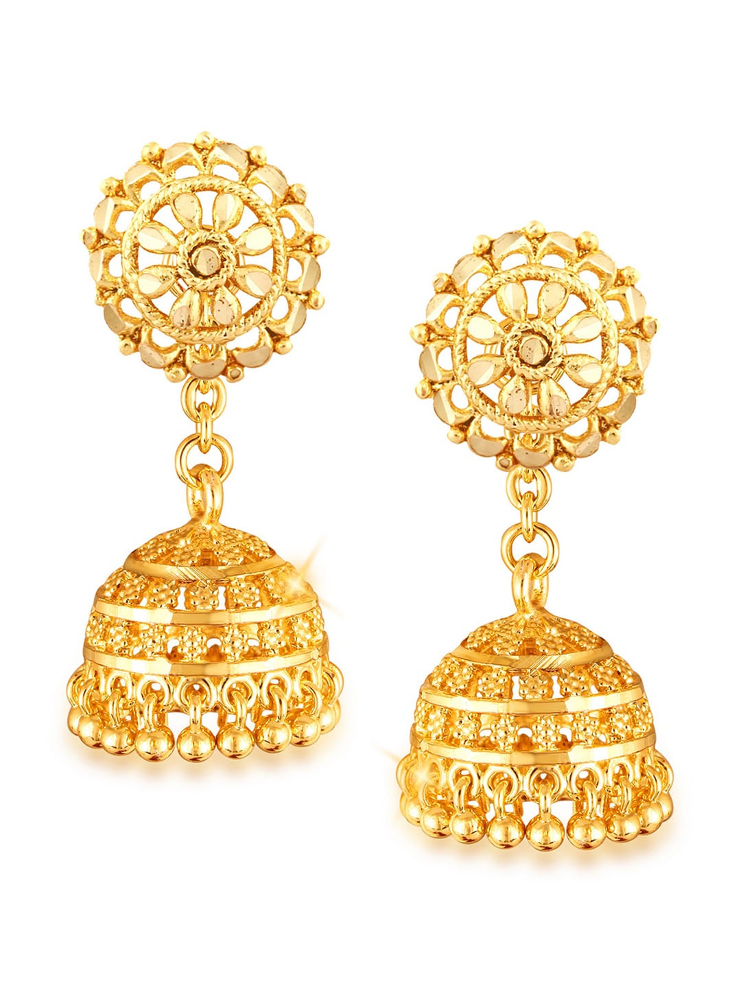 Vighnaharta Gold-Plated Dome Shaped Jhumkas